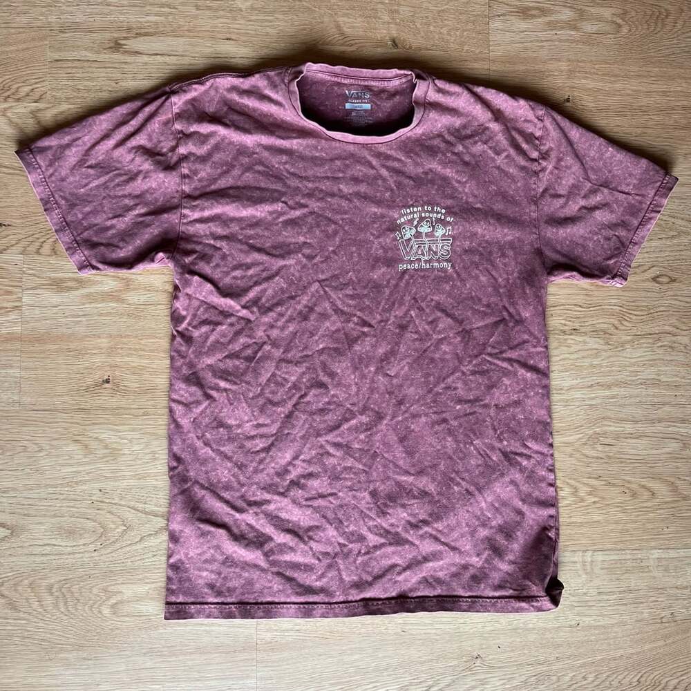 Vans Classic Fit Mushroom Peace Harmony Graphic T-Shirt Large Acid Wash